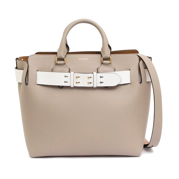 Burberry Medium Marais Belt Two Tone Colors Leather Satchel - Picture 1 of 10